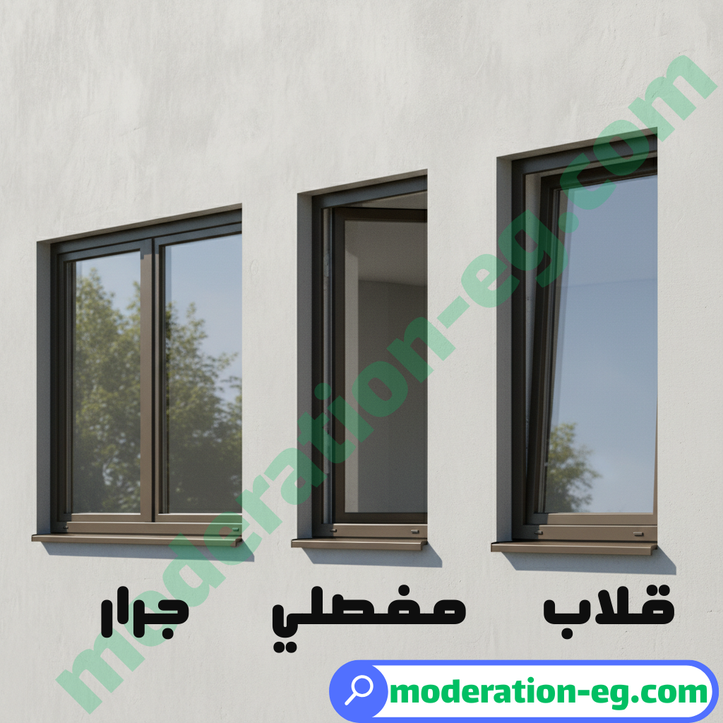 الفرق بين شباك الوميتال جرار والشباك المفصلي والقلاب